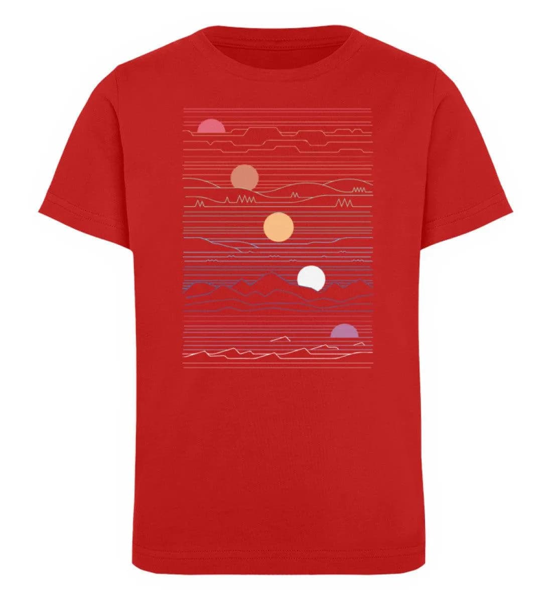 Sonne Berge Linien - Kinder Bio T-Shirt