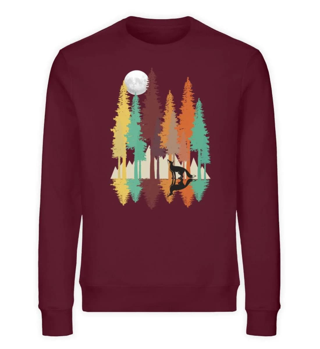 Fuchs im Wald mit Mond - Unisex Bio Sweatshirt