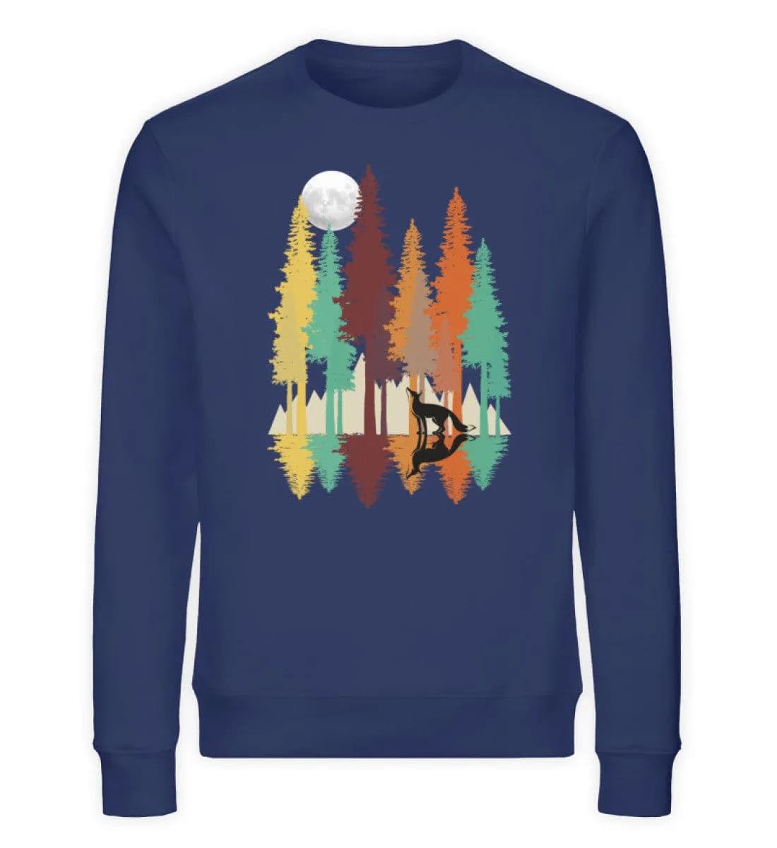 Fuchs im Wald mit Mond - Unisex Bio Sweatshirt