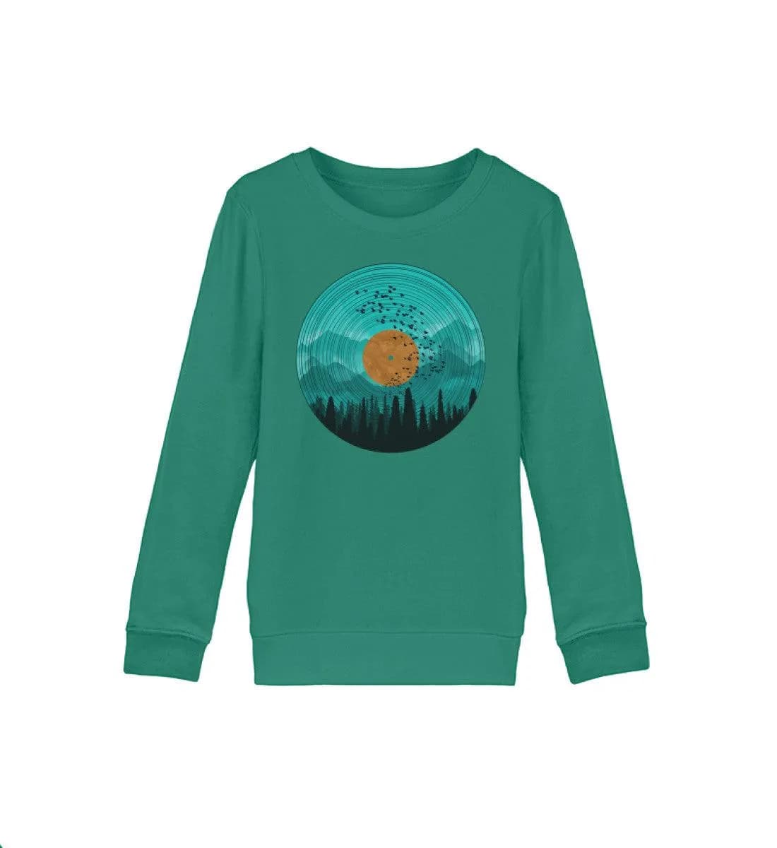 Wald auf Schallplatte türkis - Kinder Bio Sweatshirt