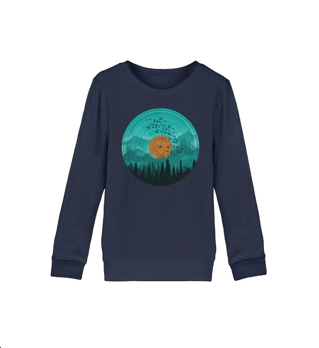 Wald auf Schallplatte türkis - Kinder Bio Sweatshirt