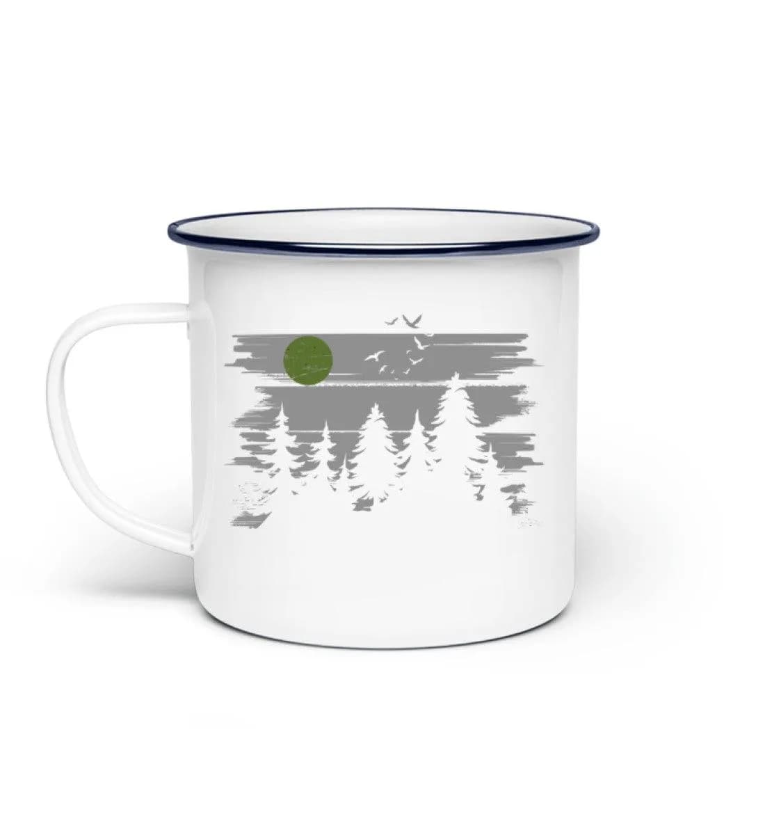 Wald mit Vollmond - Emaille Tasse
