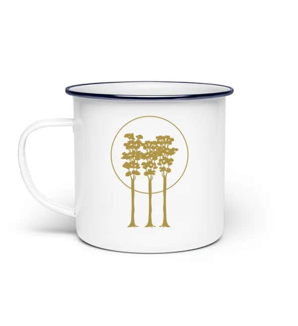 3 golden Trees - Emaille Tasse