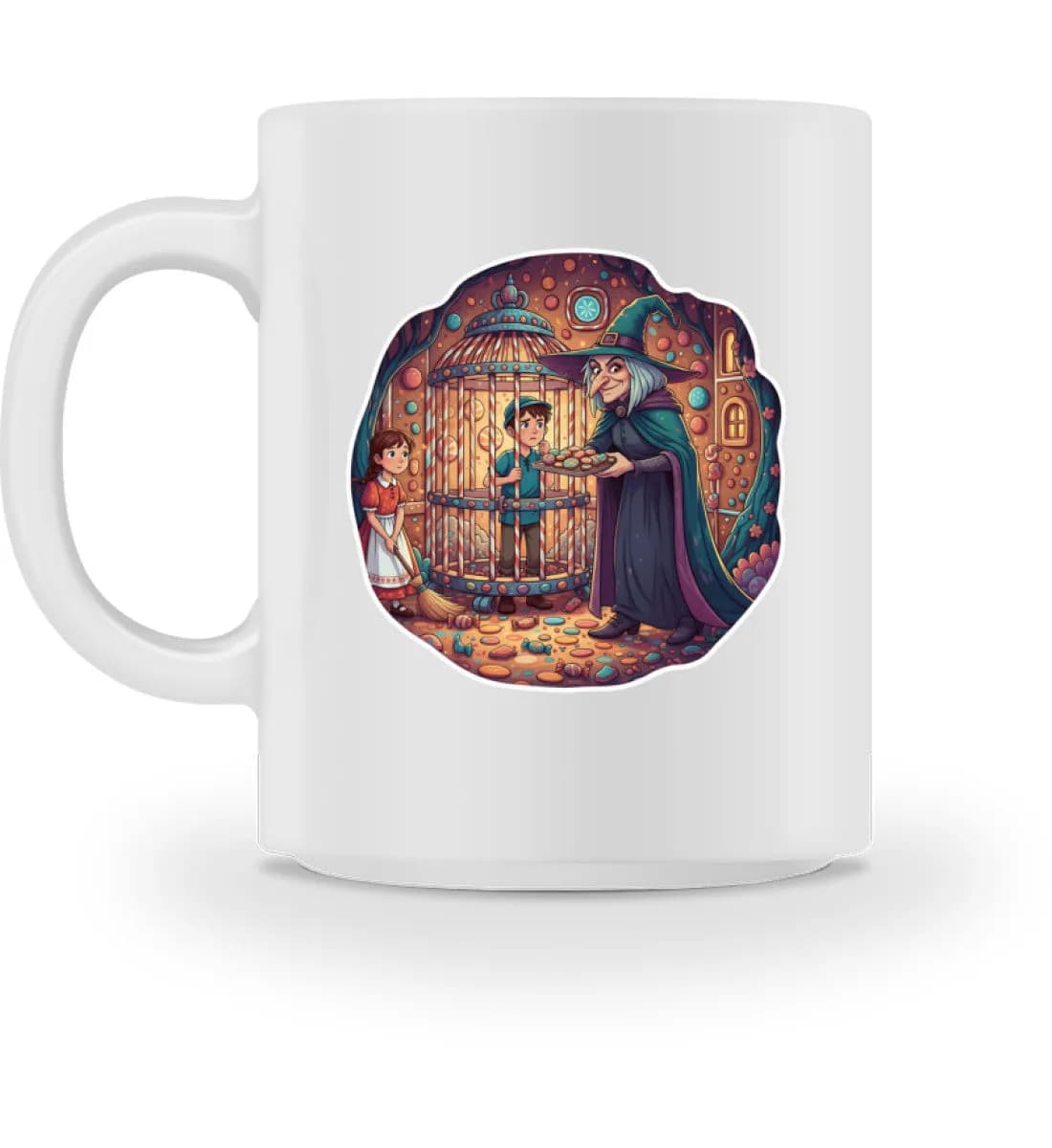 Hexe hat Hänsel und Gretel im Käfig gefangen - Tasse