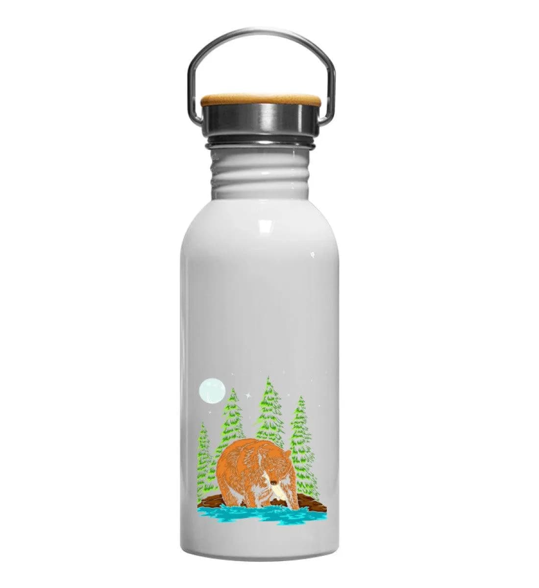 Bär fängt Fisch - Edelstahl Trinkflasche
