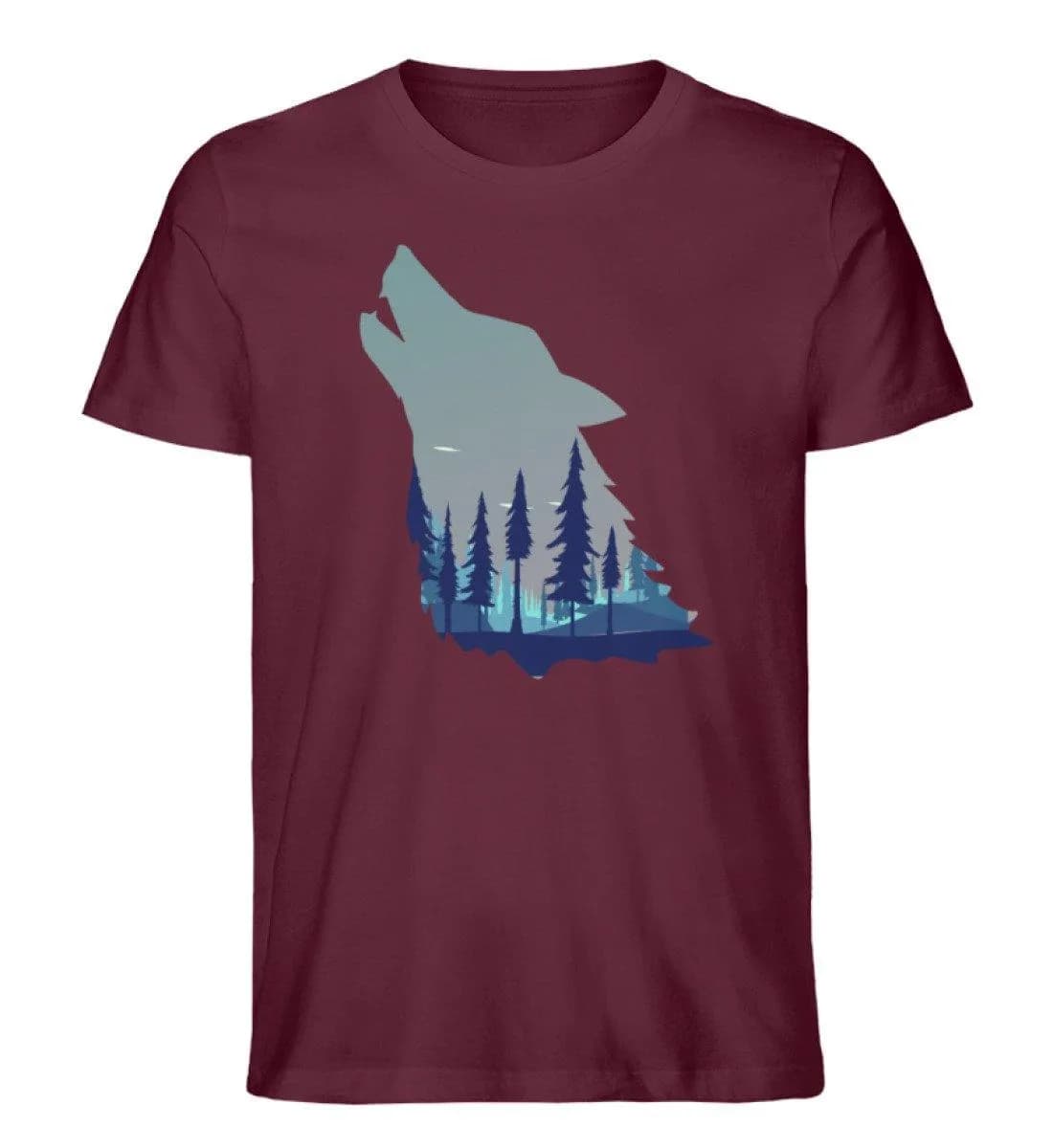 Heulender Wolf mit Wald - Herren Premium Bio Shirt