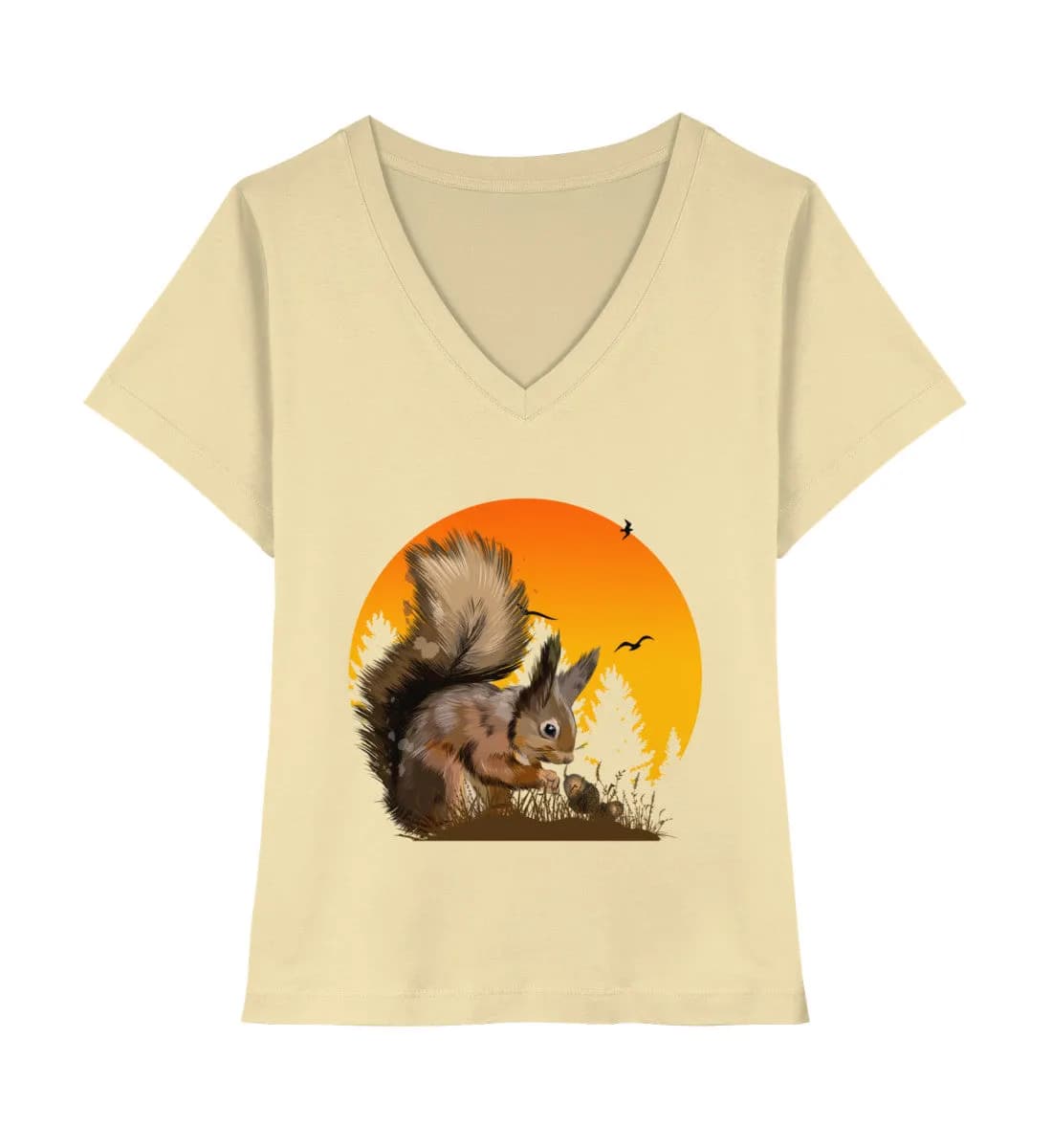 Eichhörnchen im Sonnenuntergang - Stella Isla V-Neck Shirt ST/ST
