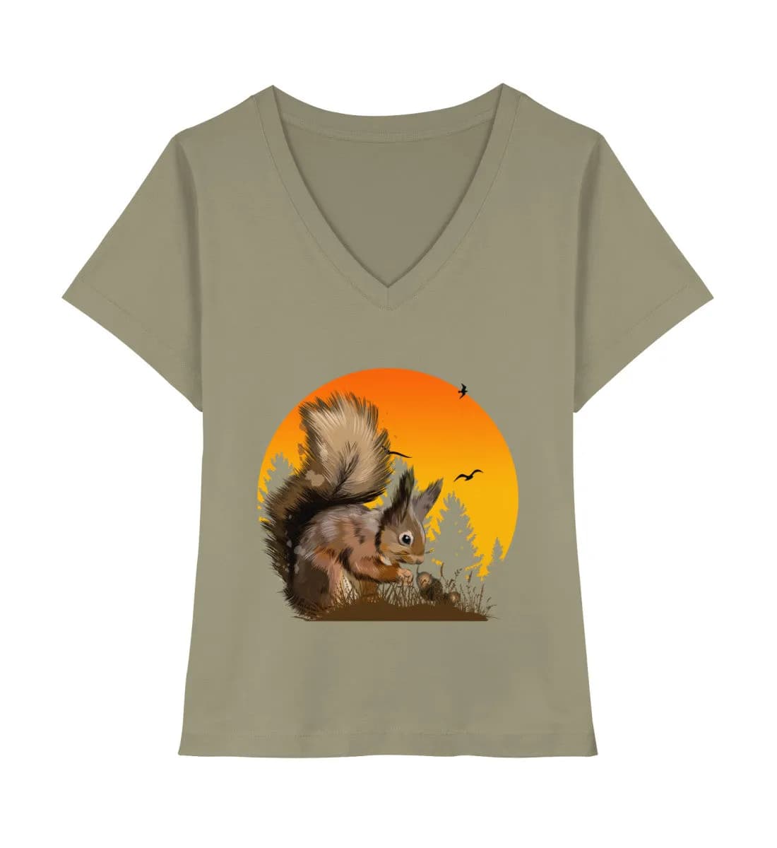 Eichhörnchen im Sonnenuntergang - Stella Isla V-Neck Shirt ST/ST