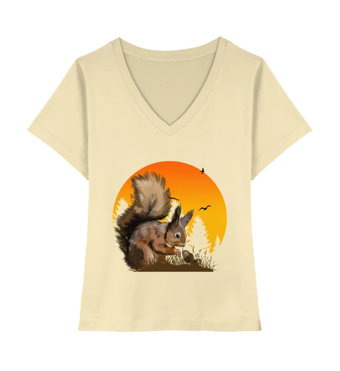 Eichhörnchen im Sonnenuntergang - Stella Isla V-Neck Shirt ST/ST