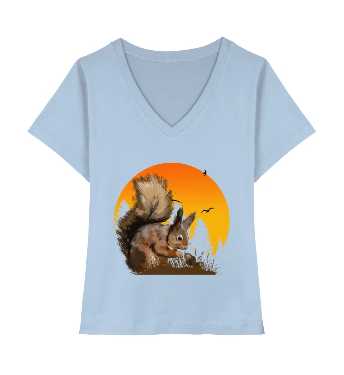 Eichhörnchen im Sonnenuntergang - Stella Isla V-Neck Shirt ST/ST