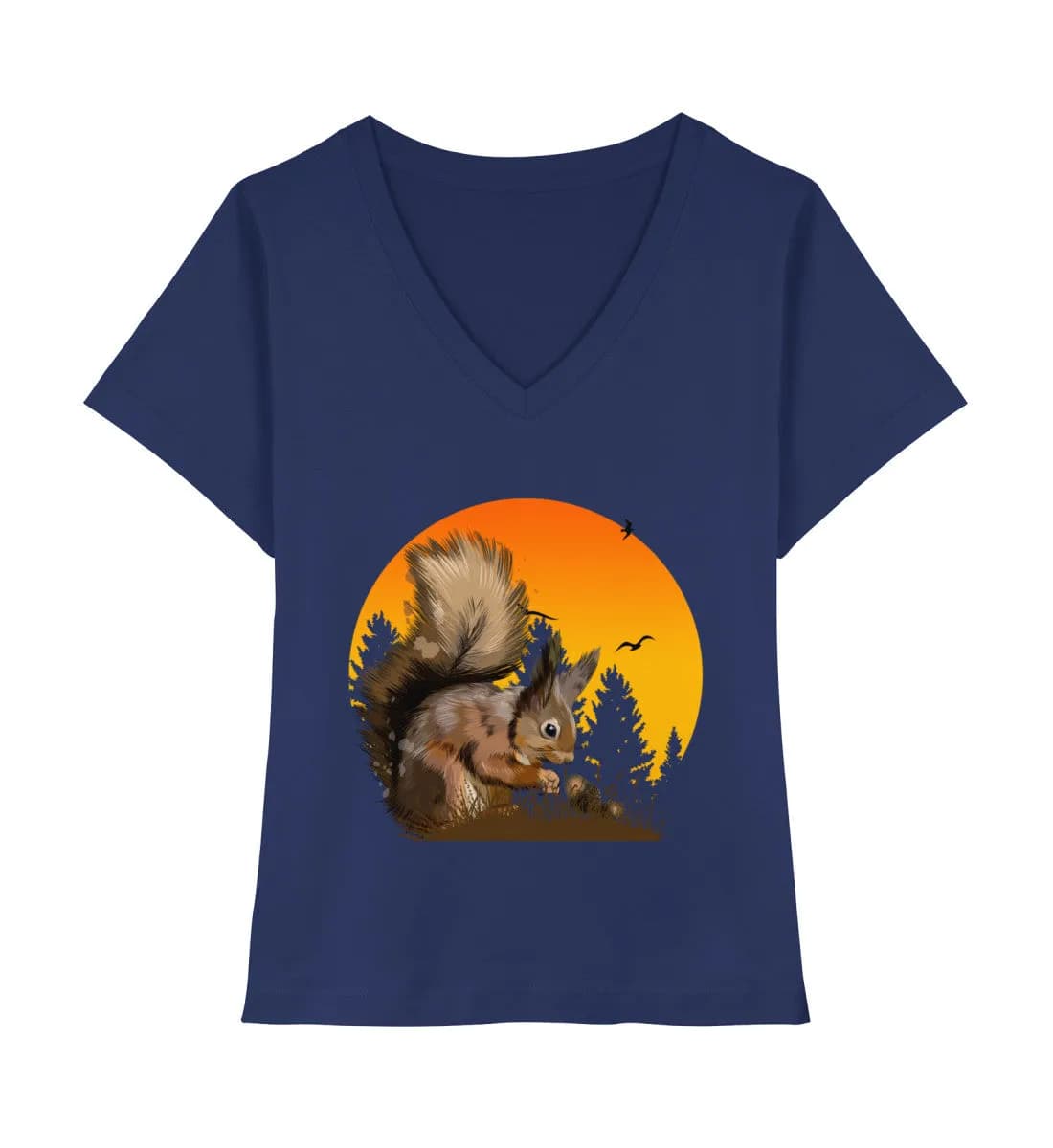 Eichhörnchen im Sonnenuntergang - Stella Isla V-Neck Shirt ST/ST