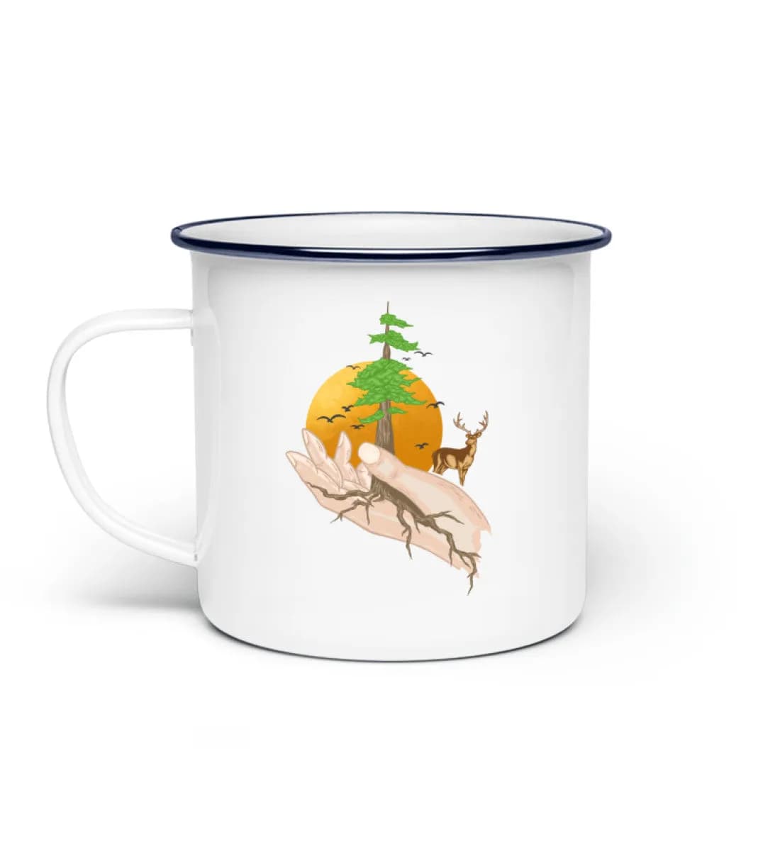 Root hands - Emaille Tasse