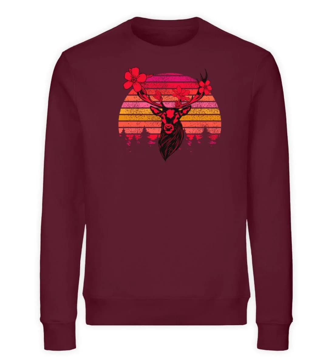Retro Blumenhirsch - Unisex Bio Sweatshirt