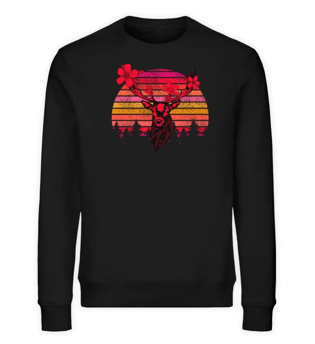 Retro Blumenhirsch - Unisex Bio Sweatshirt