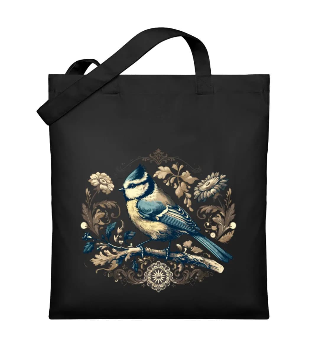 Blaumeise Retroblumen - Organic Jutebeutel