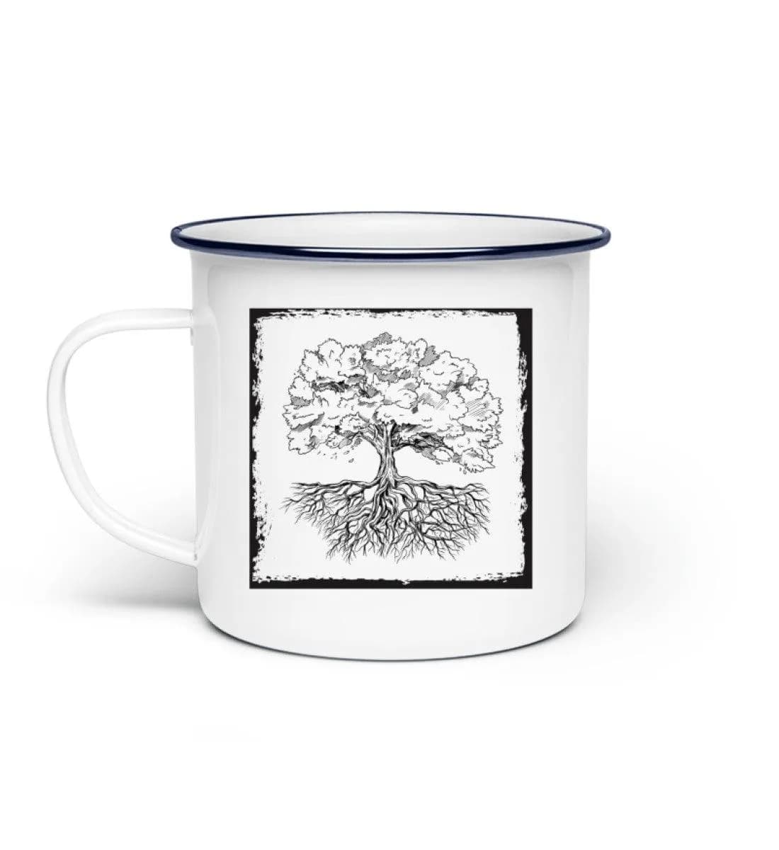 Baum im Rahmen - Emaille Tasse