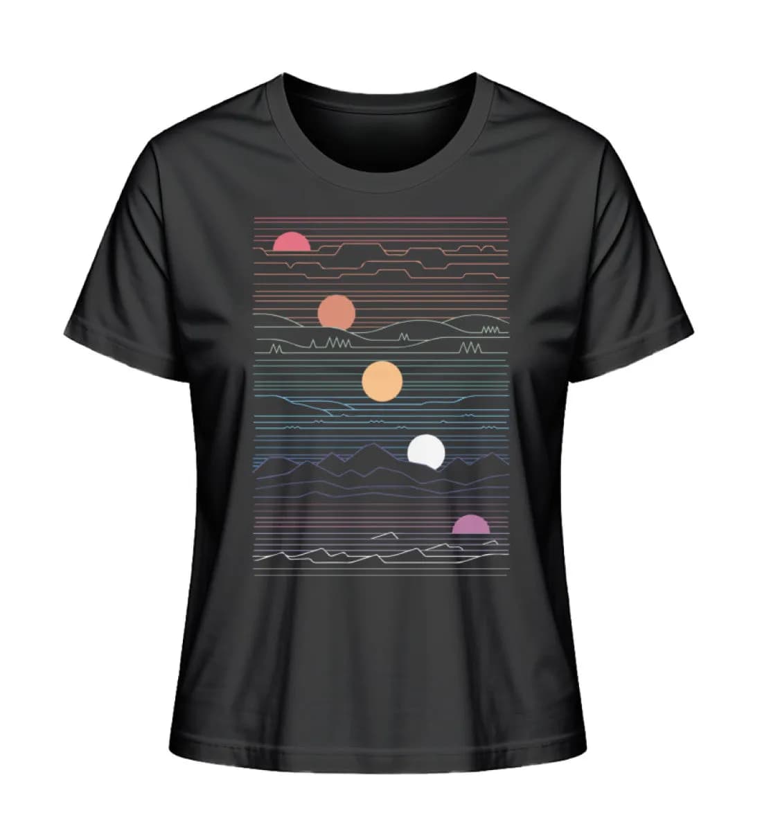Sonne Berge Linien - Damen Premium Bio Shirt