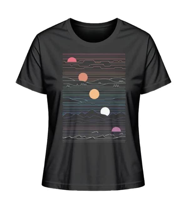Sonne Berge Linien - Damen Premium Bio Shirt