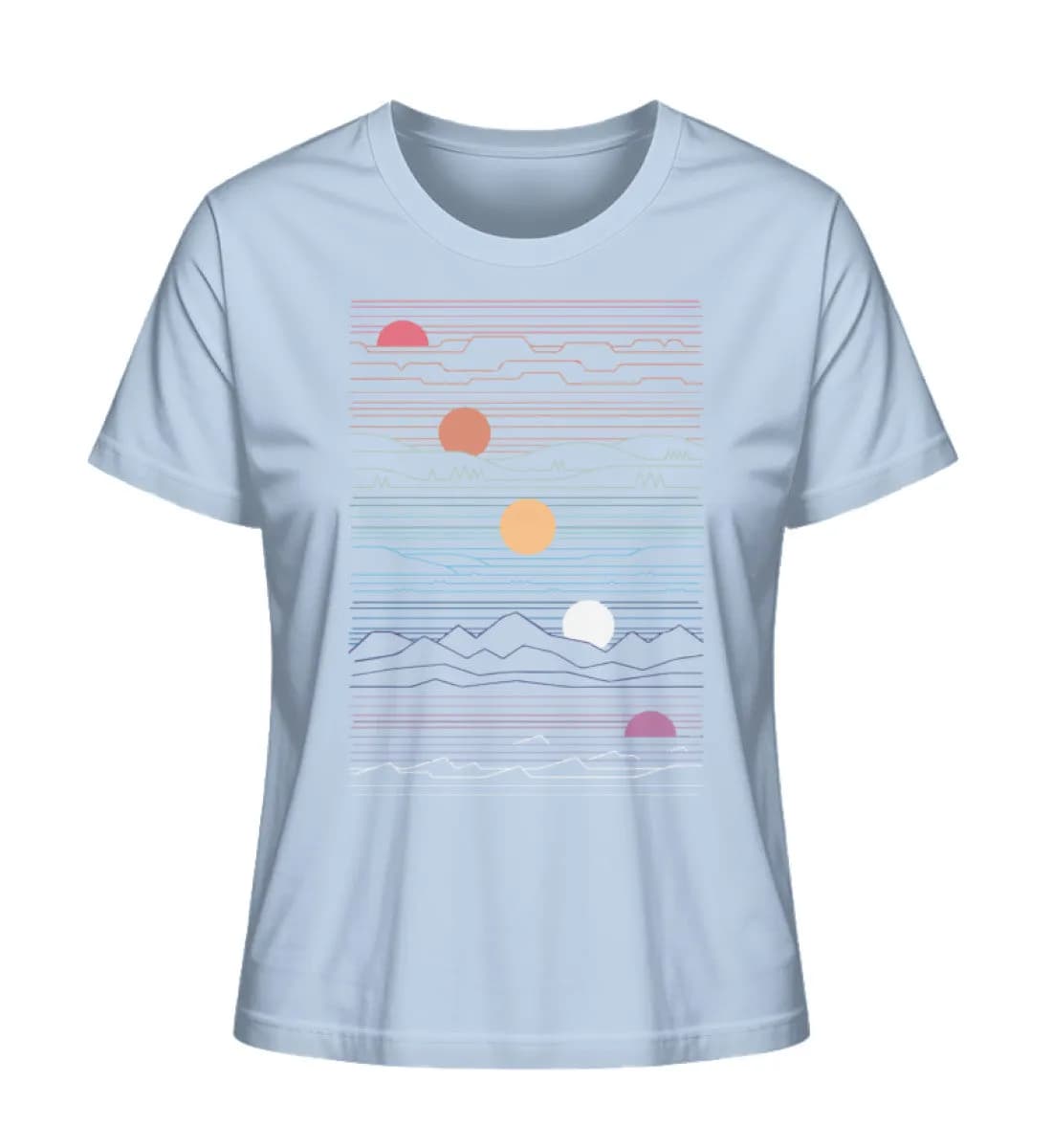 Sonne Berge Linien - Damen Premium Bio Shirt