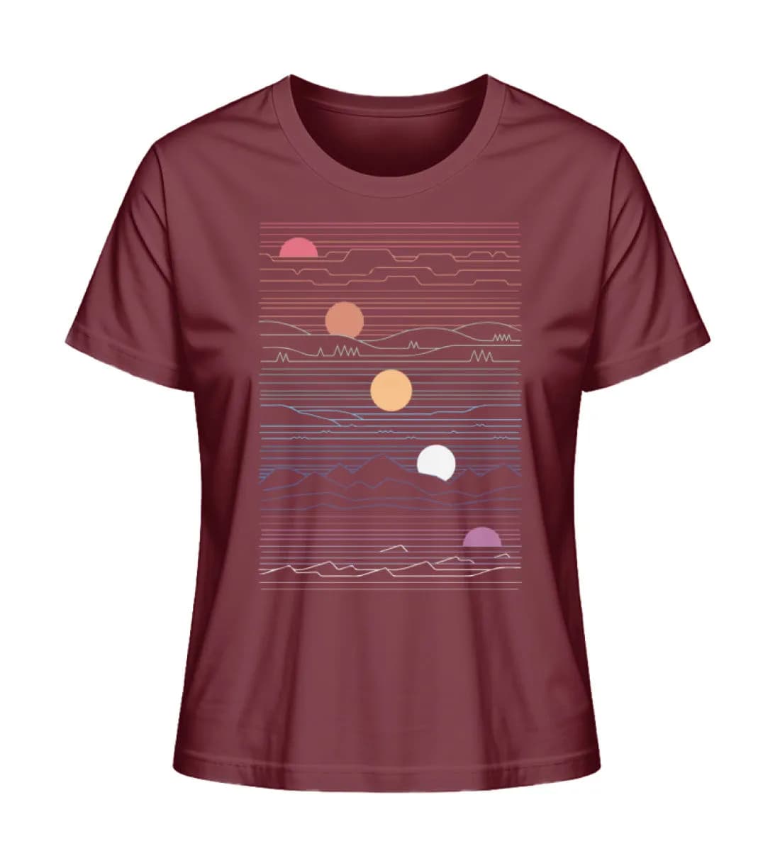 Sonne Berge Linien - Damen Premium Bio Shirt