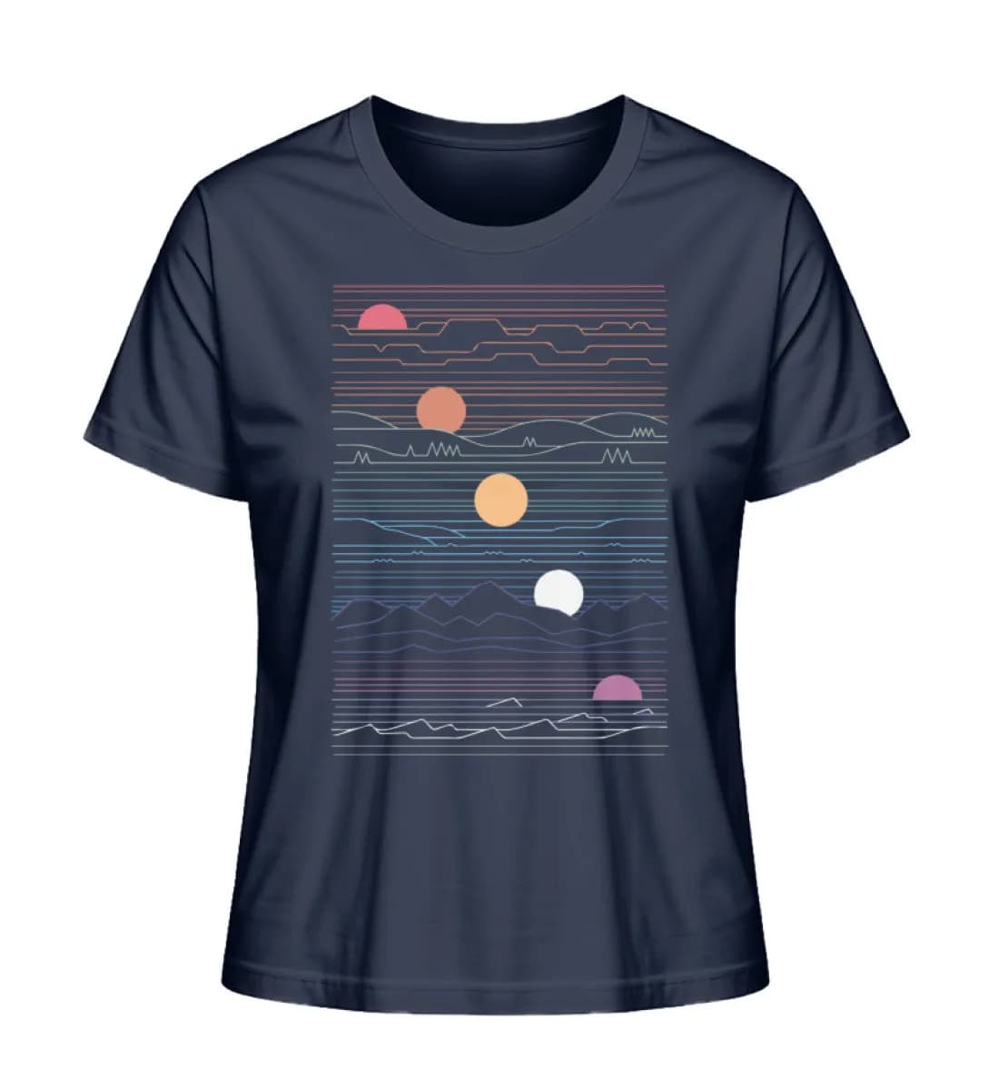 Sonne Berge Linien - Damen Premium Bio Shirt