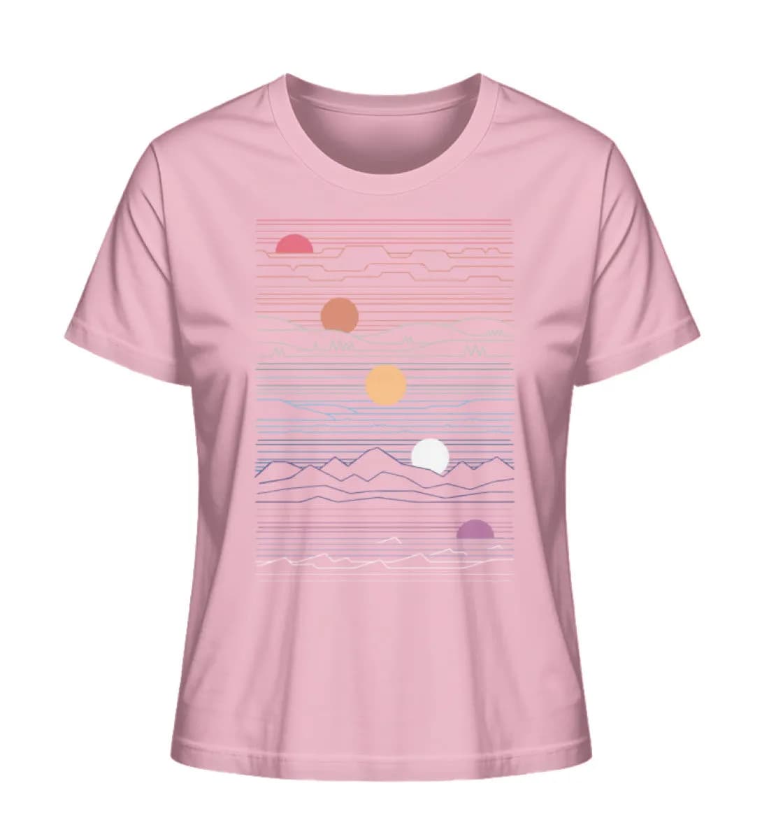 Sonne Berge Linien - Damen Premium Bio Shirt