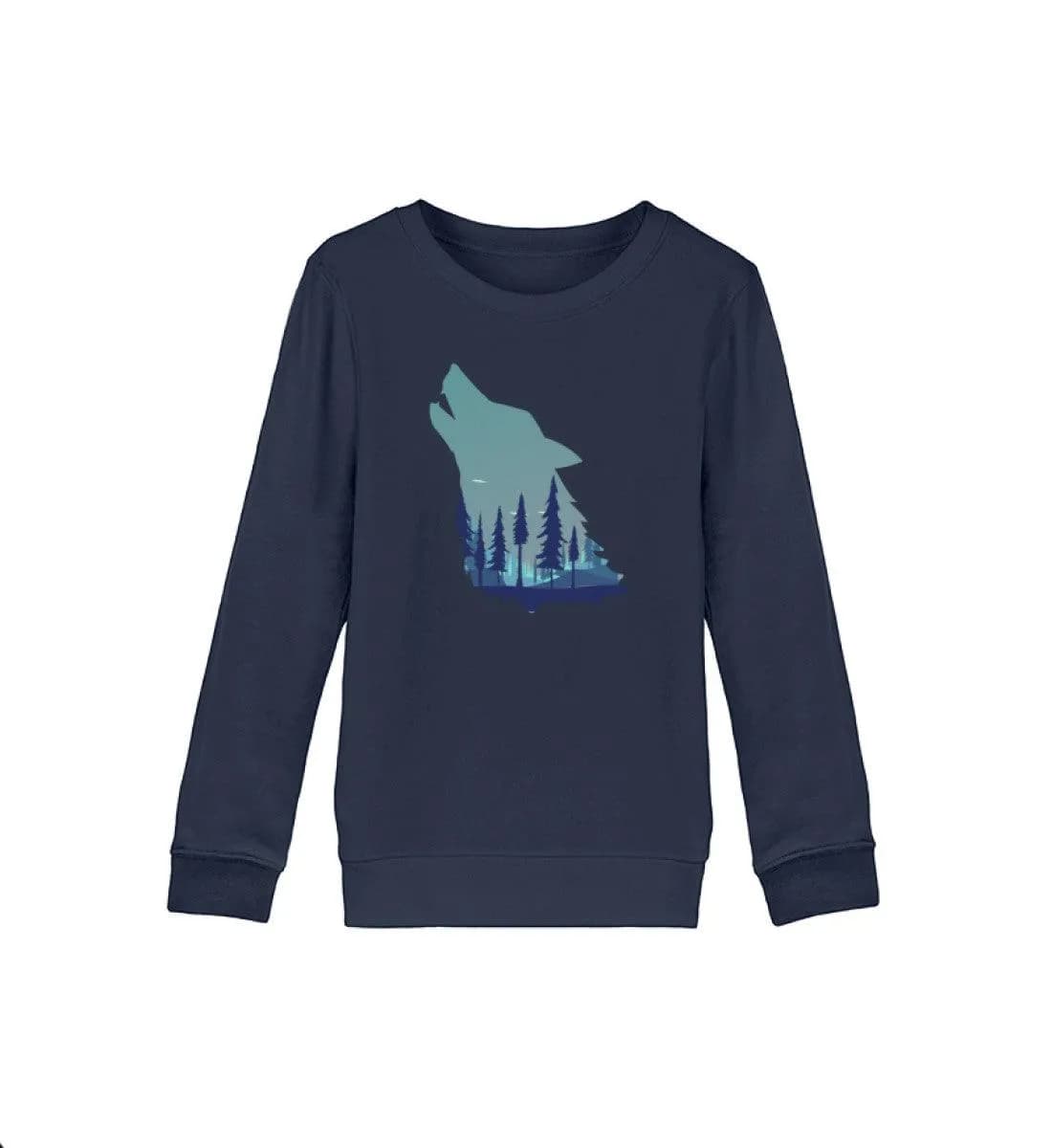 Heulender Wolf mit Wald - Kinder Bio Sweatshirt