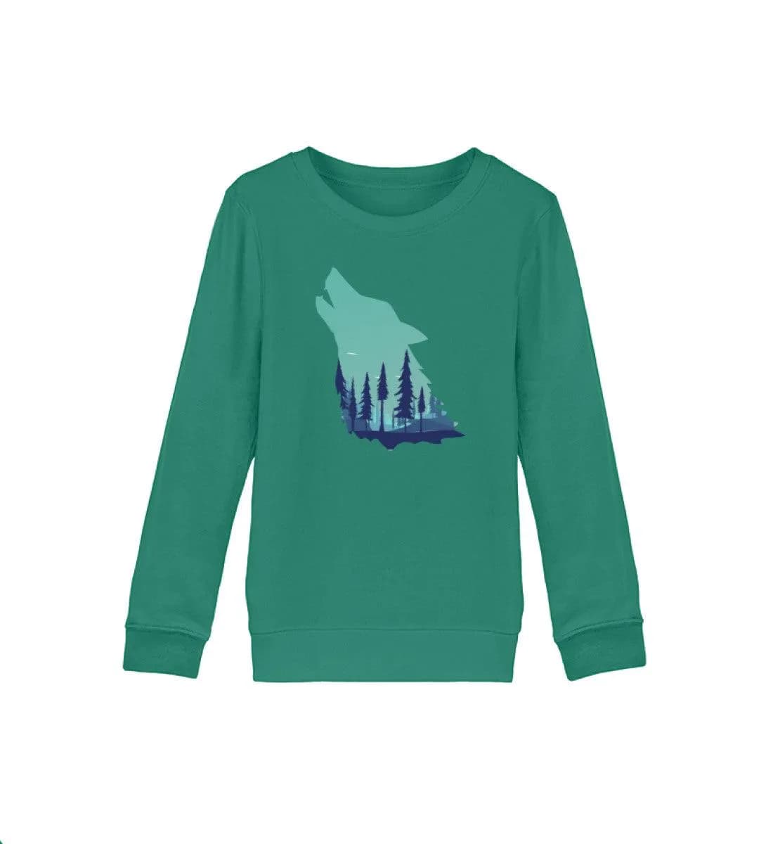 Heulender Wolf mit Wald - Kinder Bio Sweatshirt