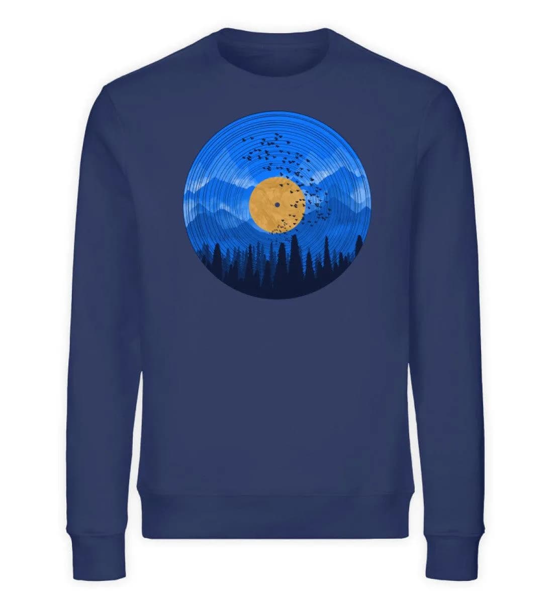 Wald auf Schallplatte blau - Unisex Bio Sweatshirt