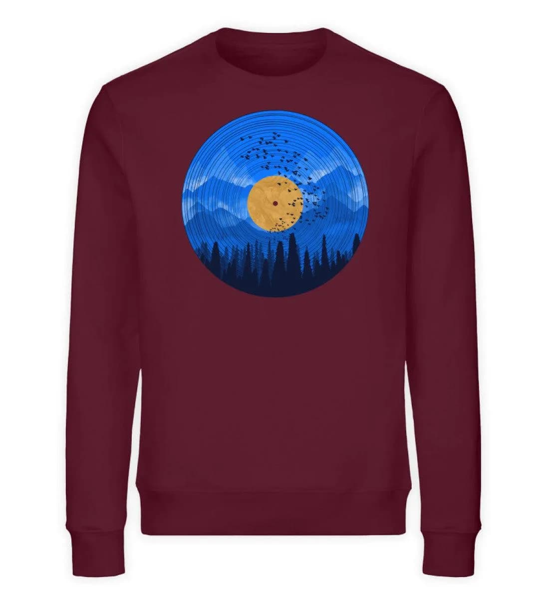 Wald auf Schallplatte blau - Unisex Bio Sweatshirt