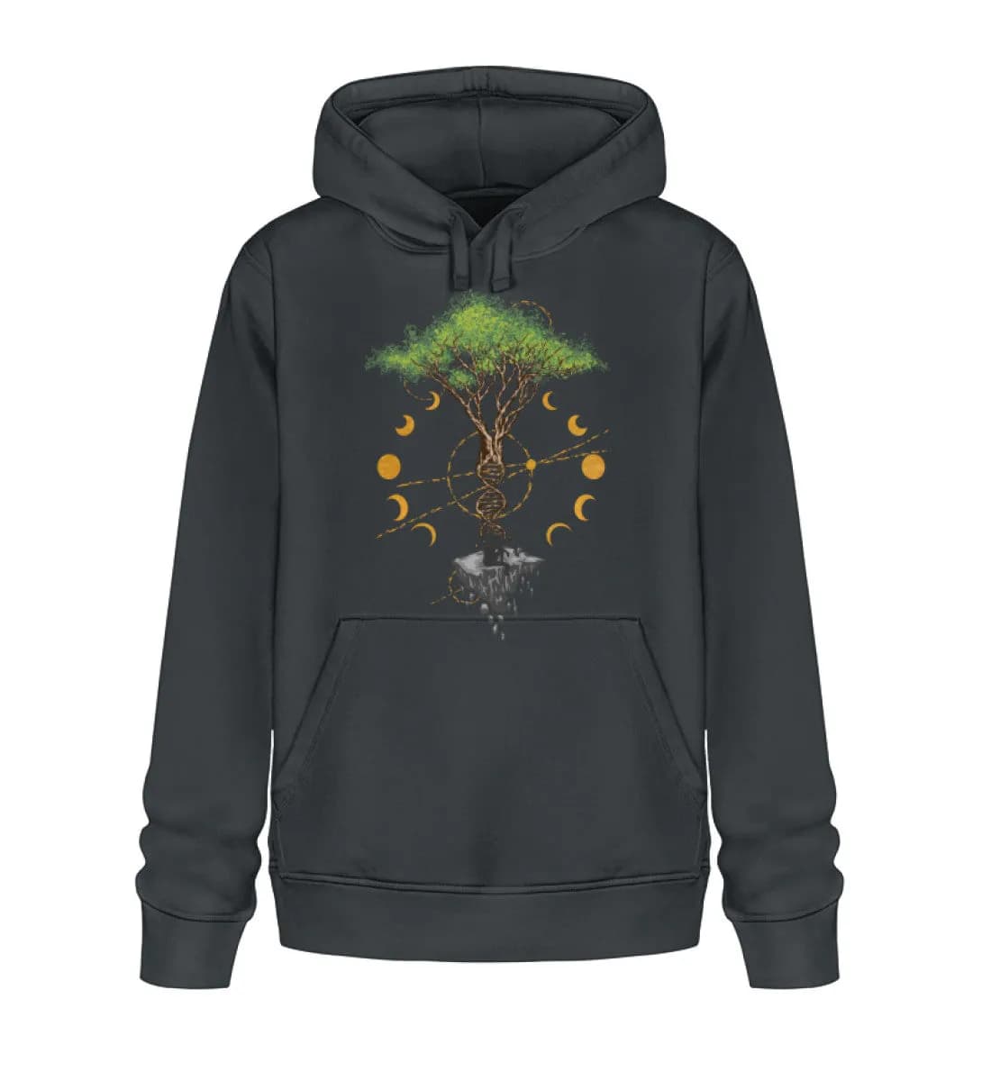 Tree DNA Moon with Man Frontprint - Unisex Basic Bio Hoodie