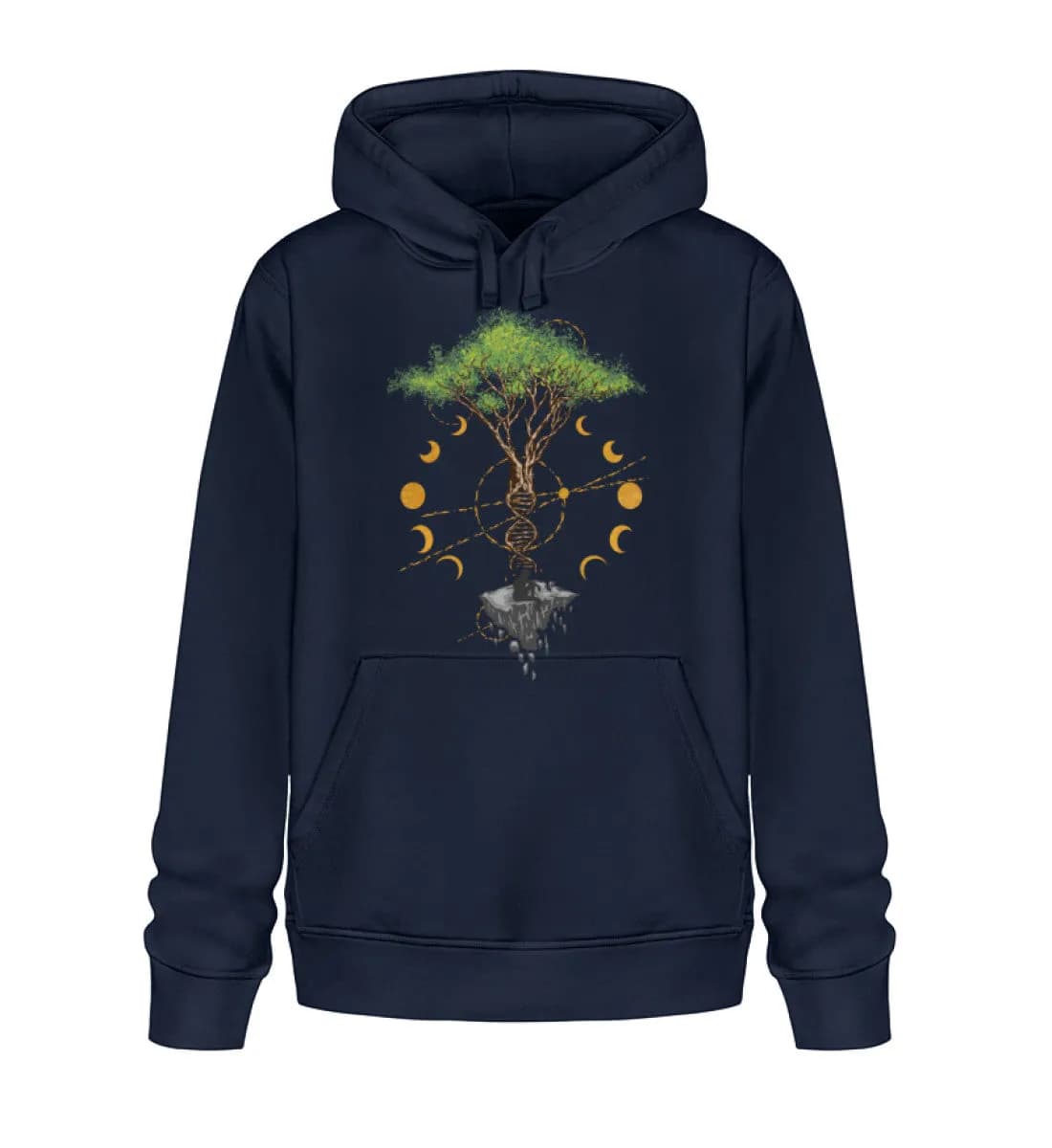 Tree DNA Moon with Man Frontprint - Unisex Basic Bio Hoodie