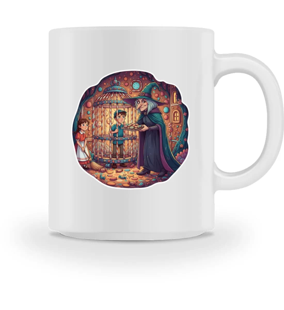 Hexe hat Hänsel und Gretel im Käfig gefangen - Tasse