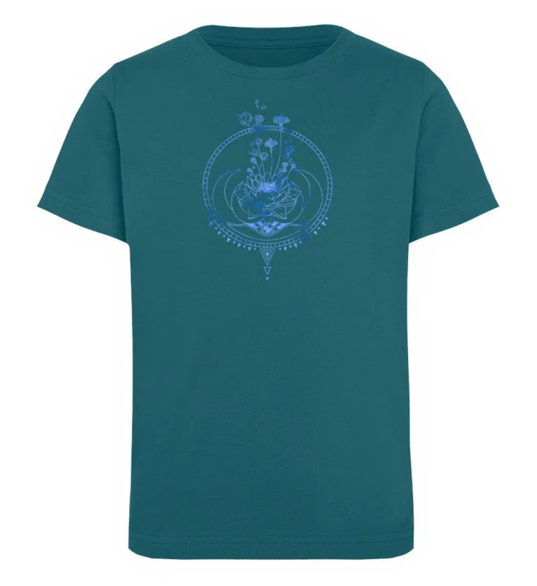 Lotusblume mit Monden blau - Kinder Bio T-Shirt