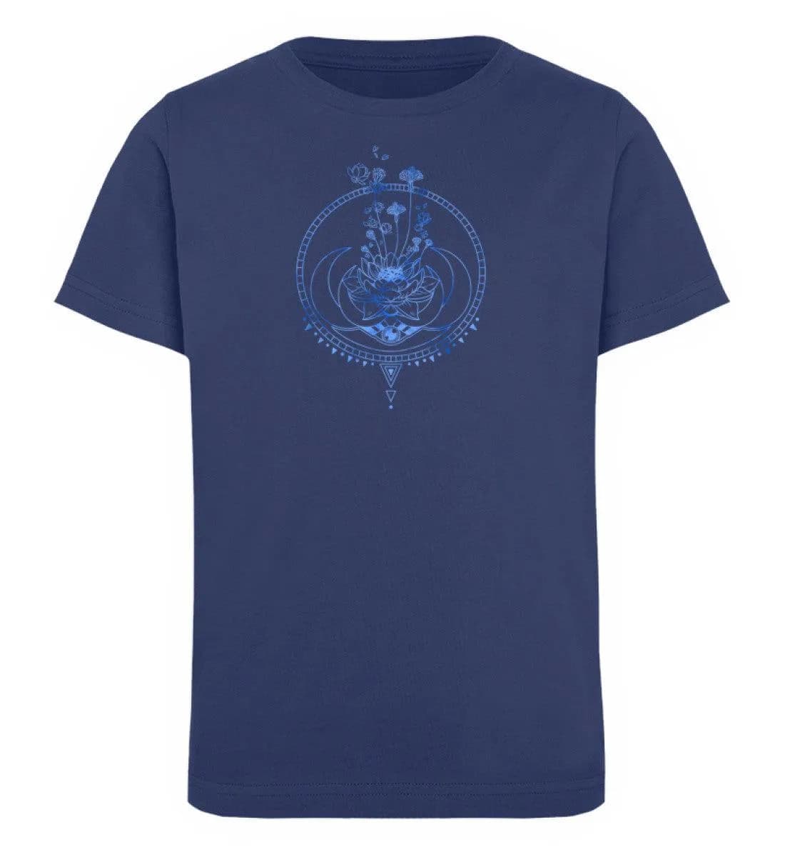 Lotusblume mit Monden blau - Kinder Bio T-Shirt