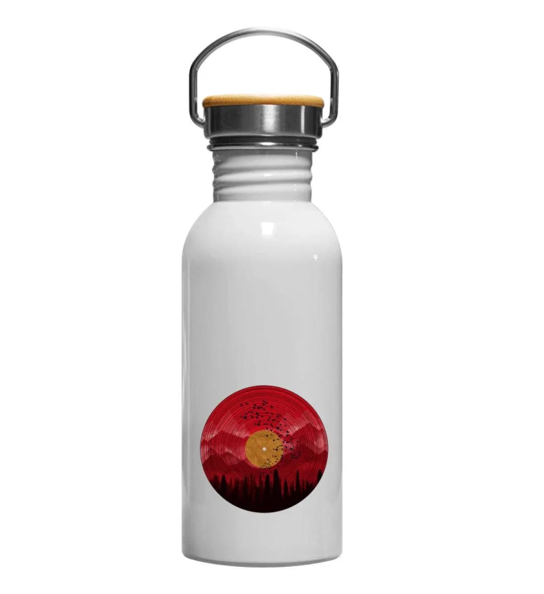 Wald auf Schallplatte - Edelstahl Trinkflasche
