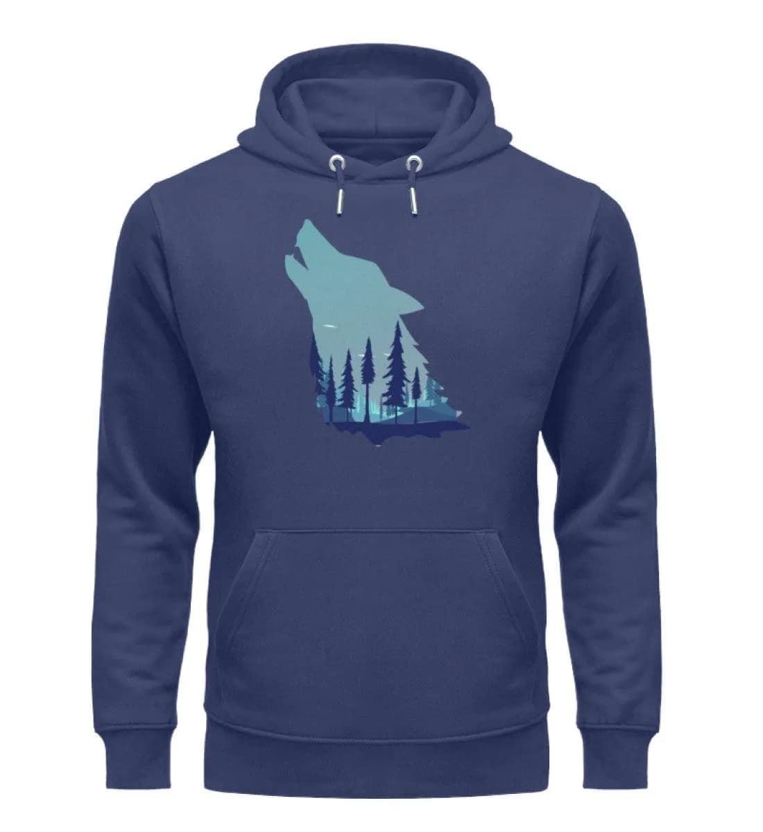 Heulender Wolf mit Wald - Unisex Premium Bio Hoodie