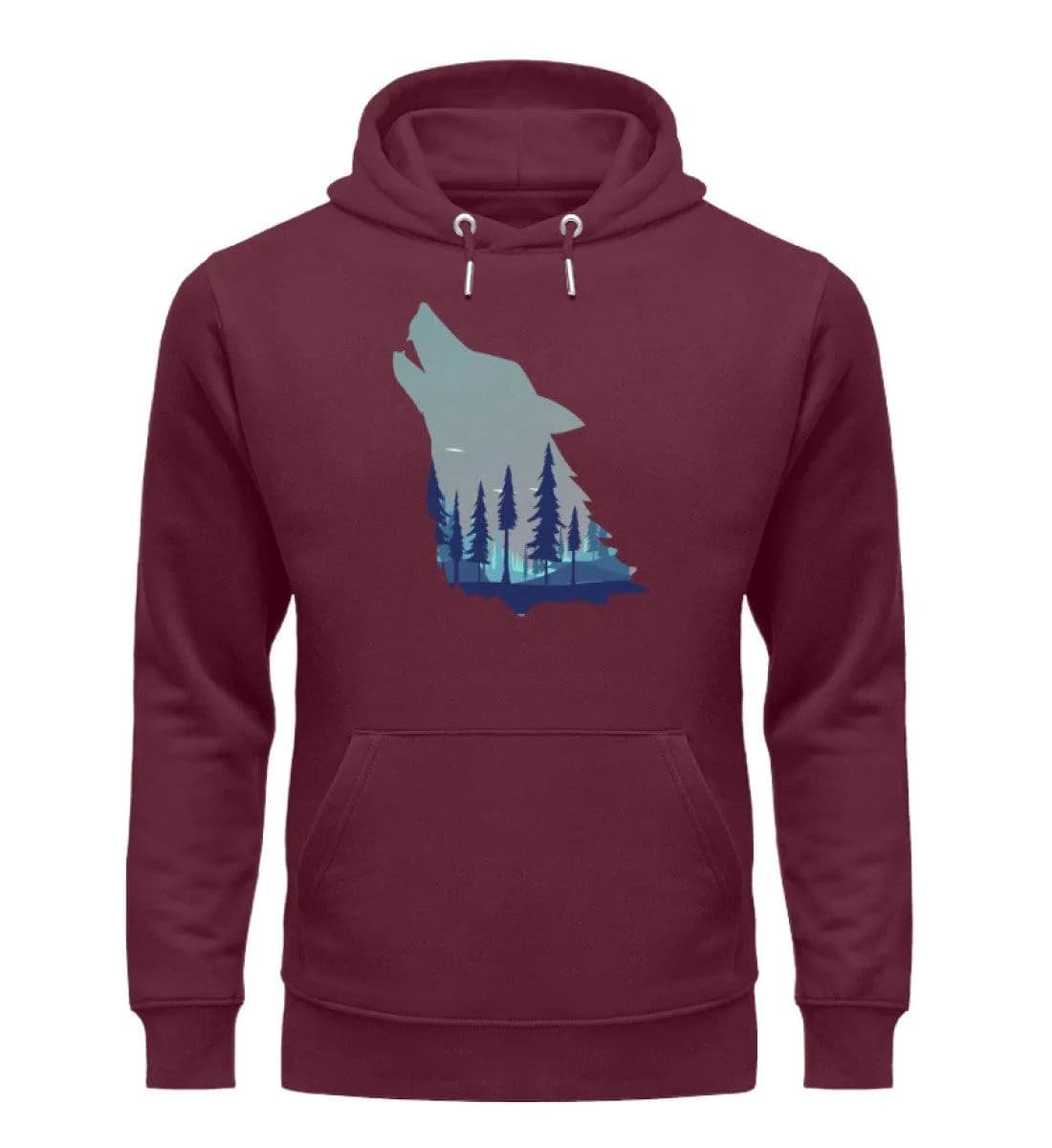 Heulender Wolf mit Wald - Unisex Premium Bio Hoodie
