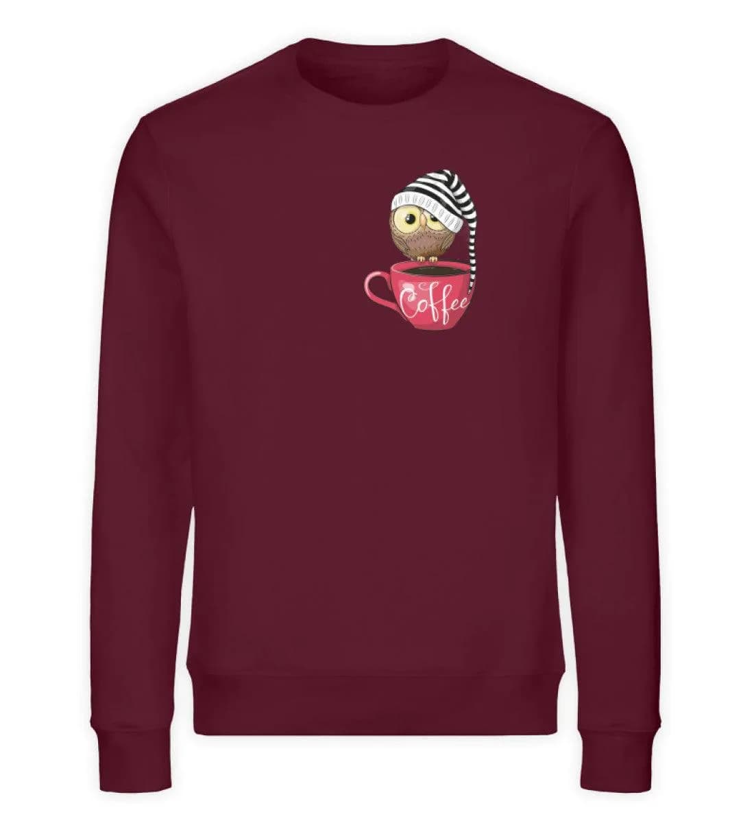Eule auf Tasse mit Mütze - Unisex Bio Sweatshirt