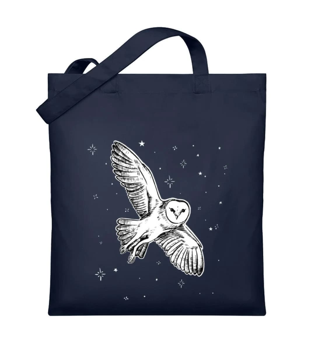 Fliegende Eule mit Sternen - Organic Jutebeutel