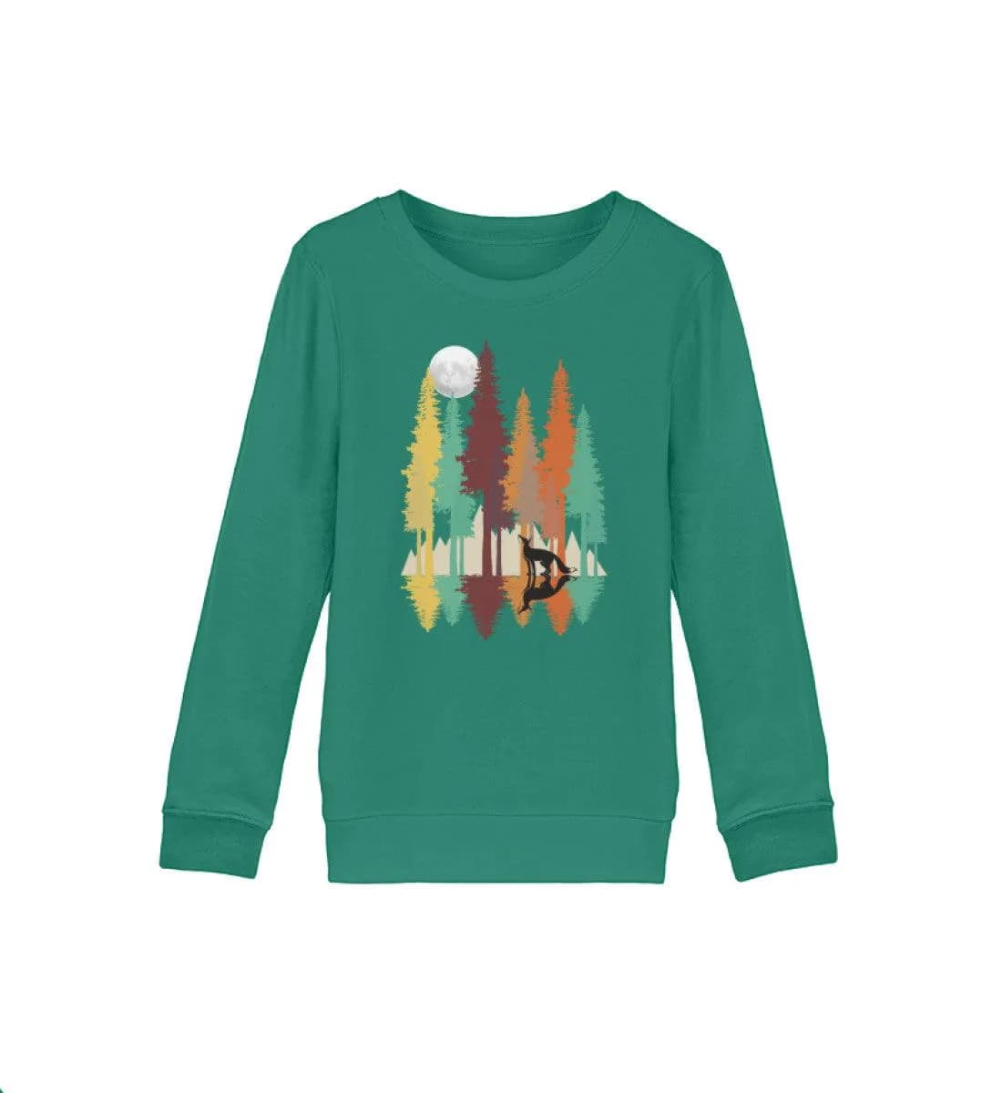 Fuchs im Wald mit Mond - Kinder Bio Sweatshirt
