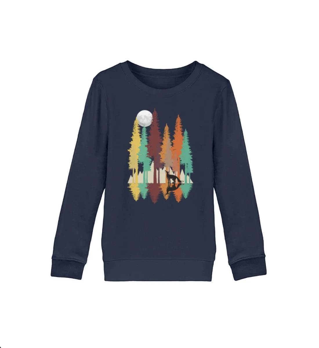 Fuchs im Wald mit Mond - Kinder Bio Sweatshirt