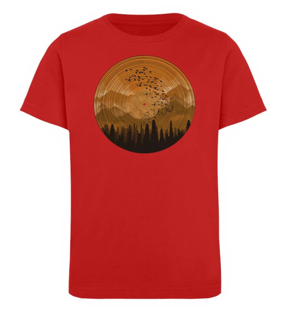 Wald auf Schallplatte orange - Kinder Bio T-Shirt