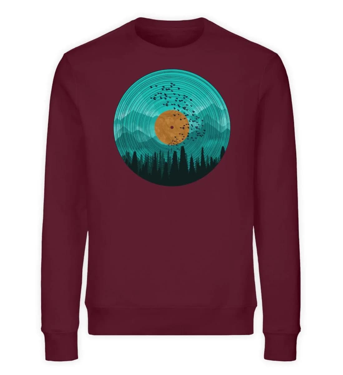 Wald auf Schallplatte türkis - Unisex Bio Sweatshirt