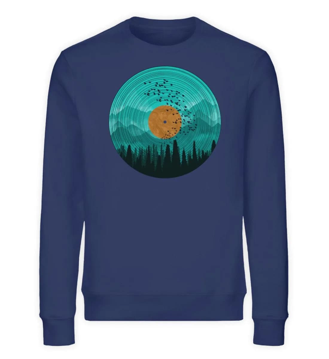Wald auf Schallplatte türkis - Unisex Bio Sweatshirt