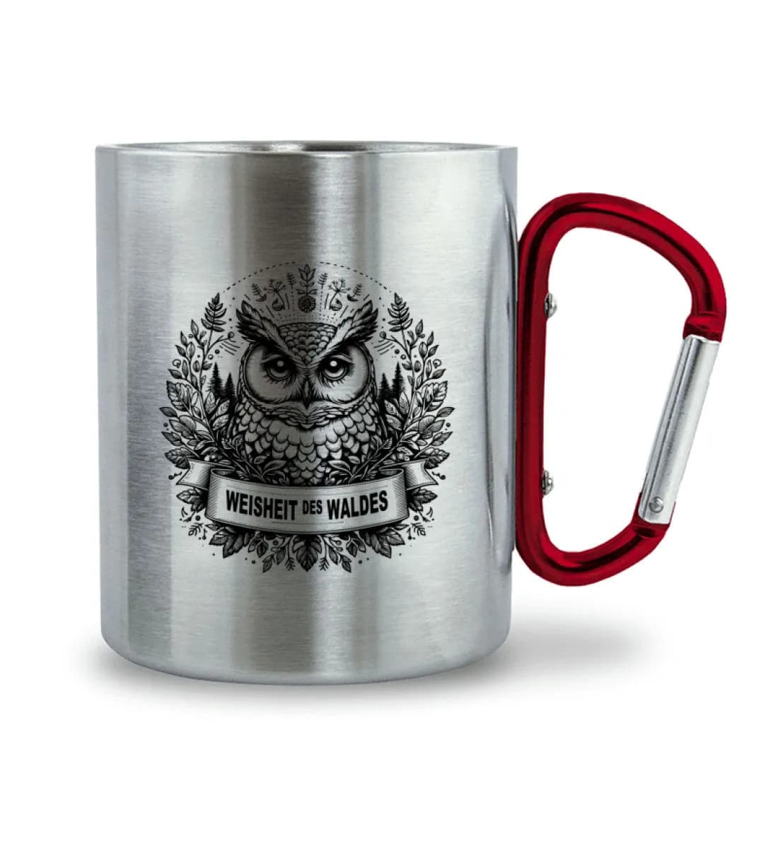 Weisheit des Waldes - Edelstahltasse mit Karabinergriff