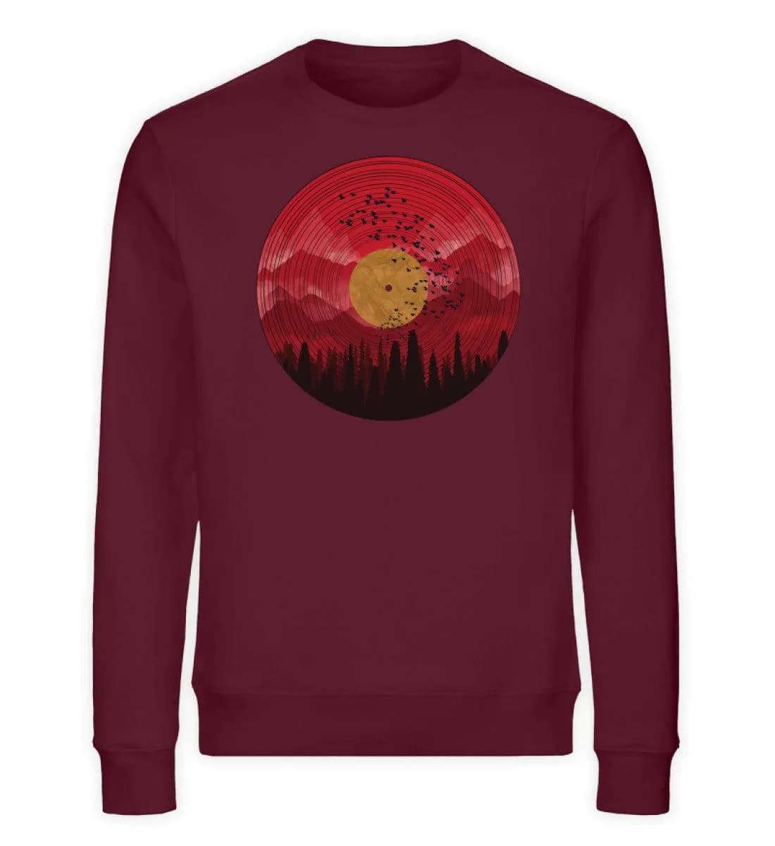 Wald auf Schallplatte rot - Unisex Bio Sweatshirt