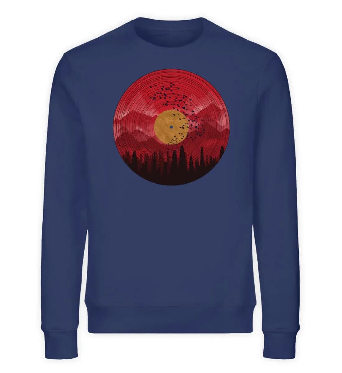 Wald auf Schallplatte rot - Unisex Bio Sweatshirt