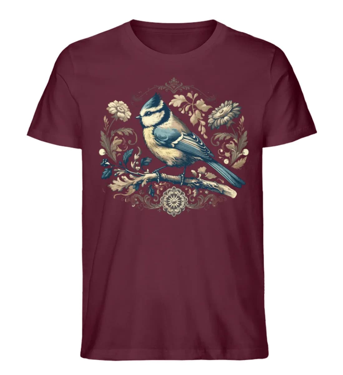 Blaumeise Retroblumen - Herren Premium Bio Shirt