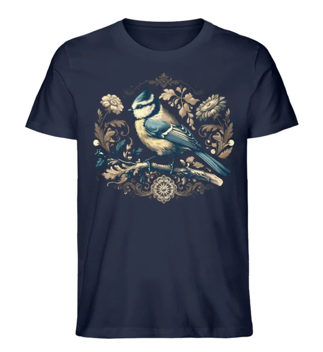 Blaumeise Retroblumen - Herren Premium Bio Shirt